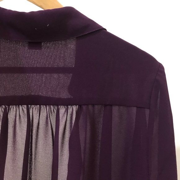Plum Open Front Transparent Sweater - Picture 4 of 6